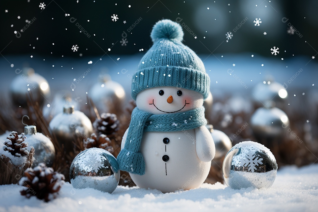 Imagem realista de presentes de natal ao lado de bonecos de neve