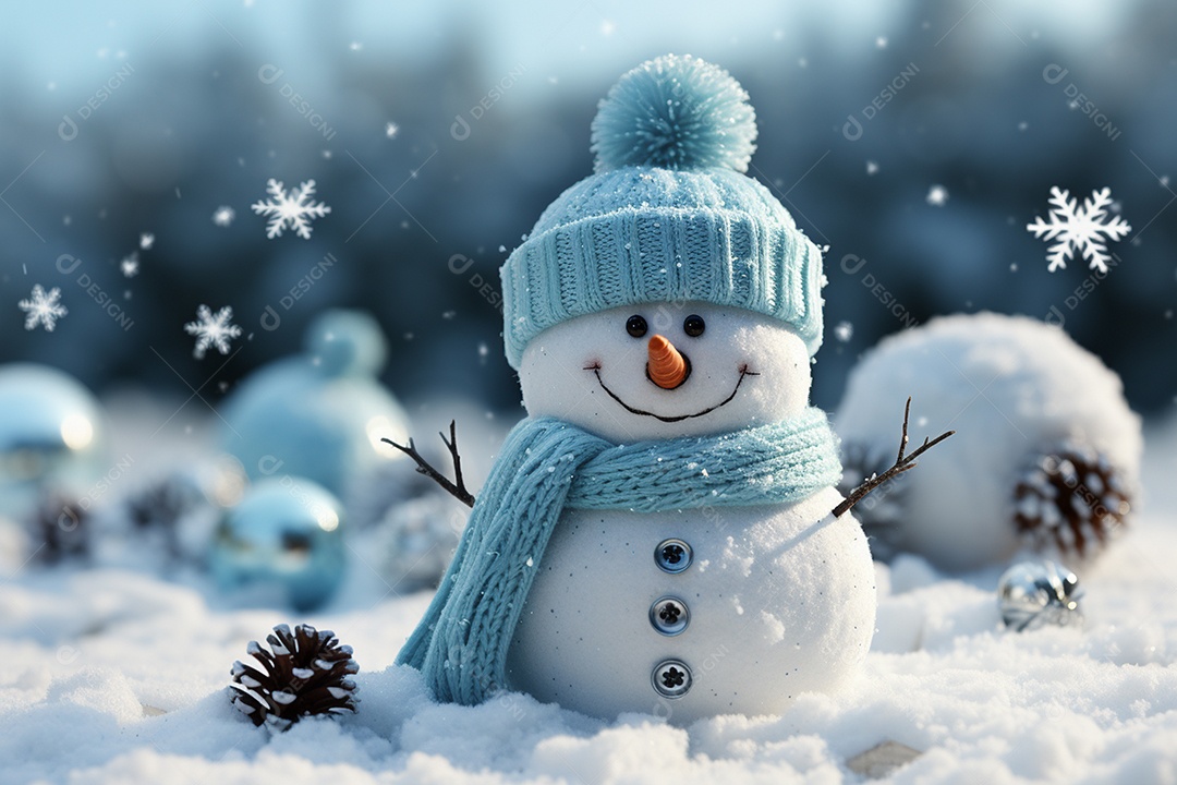 Imagem realista de presentes de natal ao lado de bonecos de neve