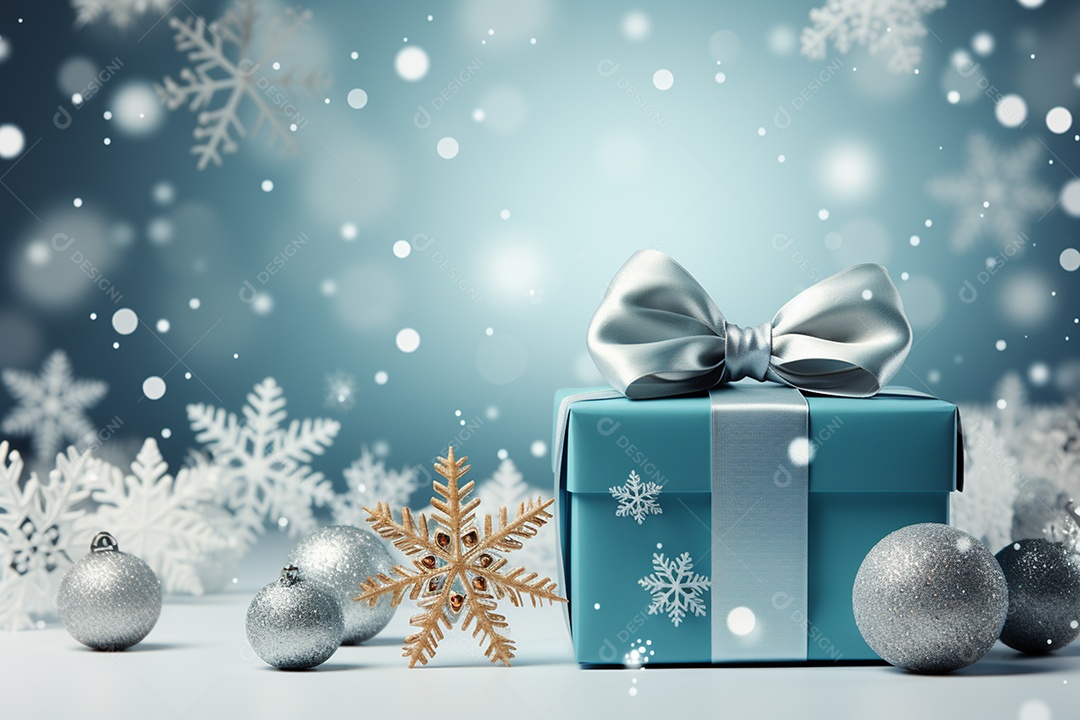 Imagem realista de presentes de natal ao lado de bonecos de neve