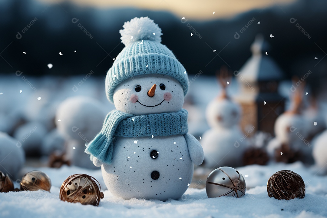 Brinquedo de natal boneco de neve presente de feriado decoração branco fofo amor celebração de inverno objeto isolado neve feliz