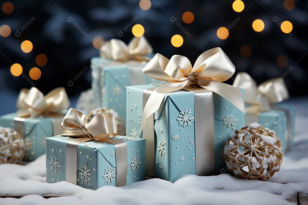 Caixa de presente de natal sobre a neve