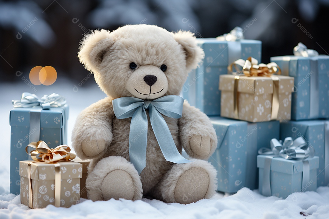 Caixa de presente de natal sobre a neve