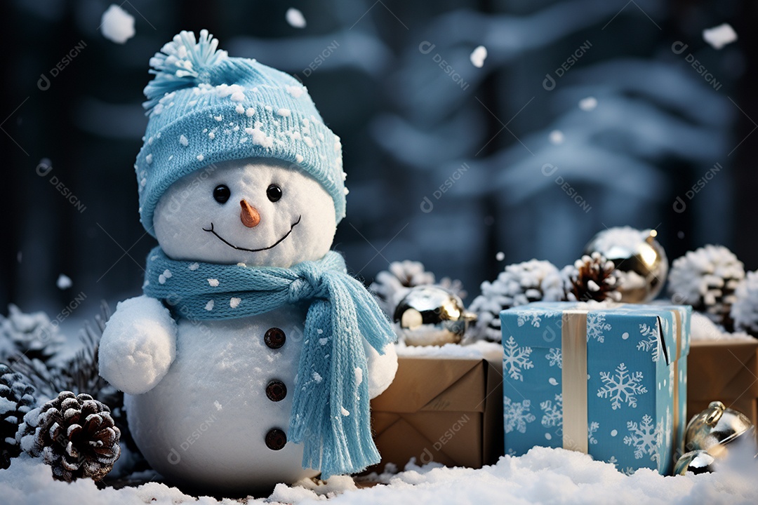 Caixa de presente de natal sobre a neve