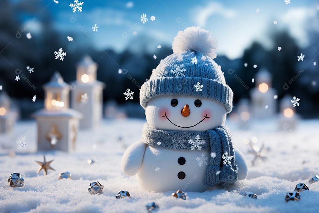 Caixa de presente de natal sobre a neve