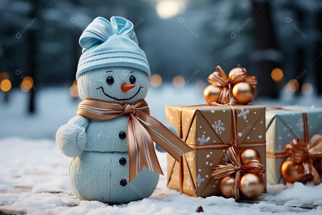 Caixa de presente de natal sobre a neve