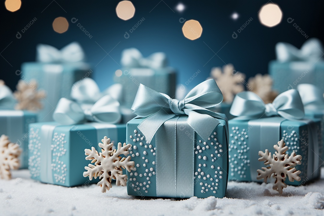 Caixa de presente de natal sobre a neve