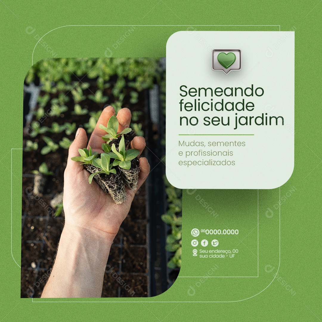 Jardineiro Semeando Felicidade no seu Jardim Social Media PSD Editável