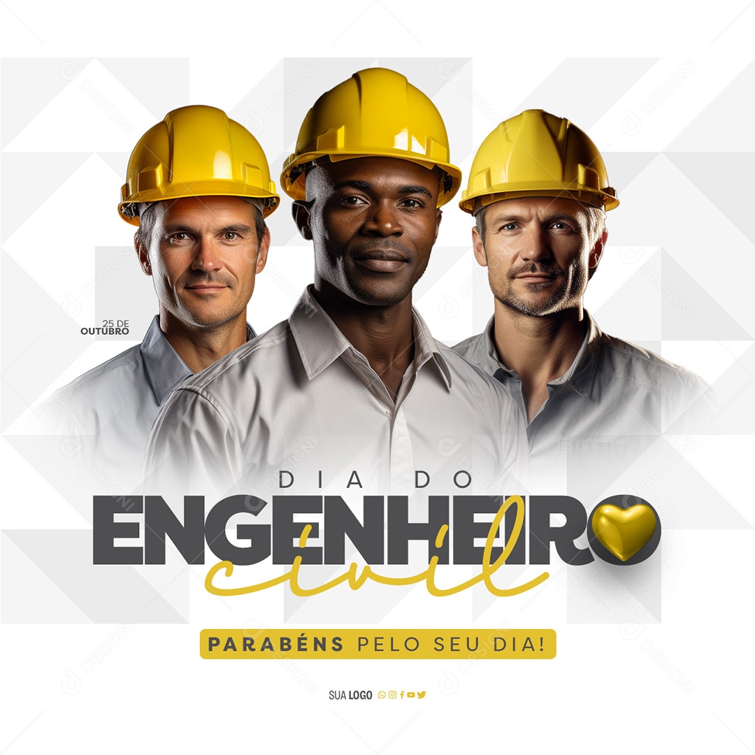 Dia do Engenheiro Civil 25 de Outubro Parabéns Social Media PSD Editável