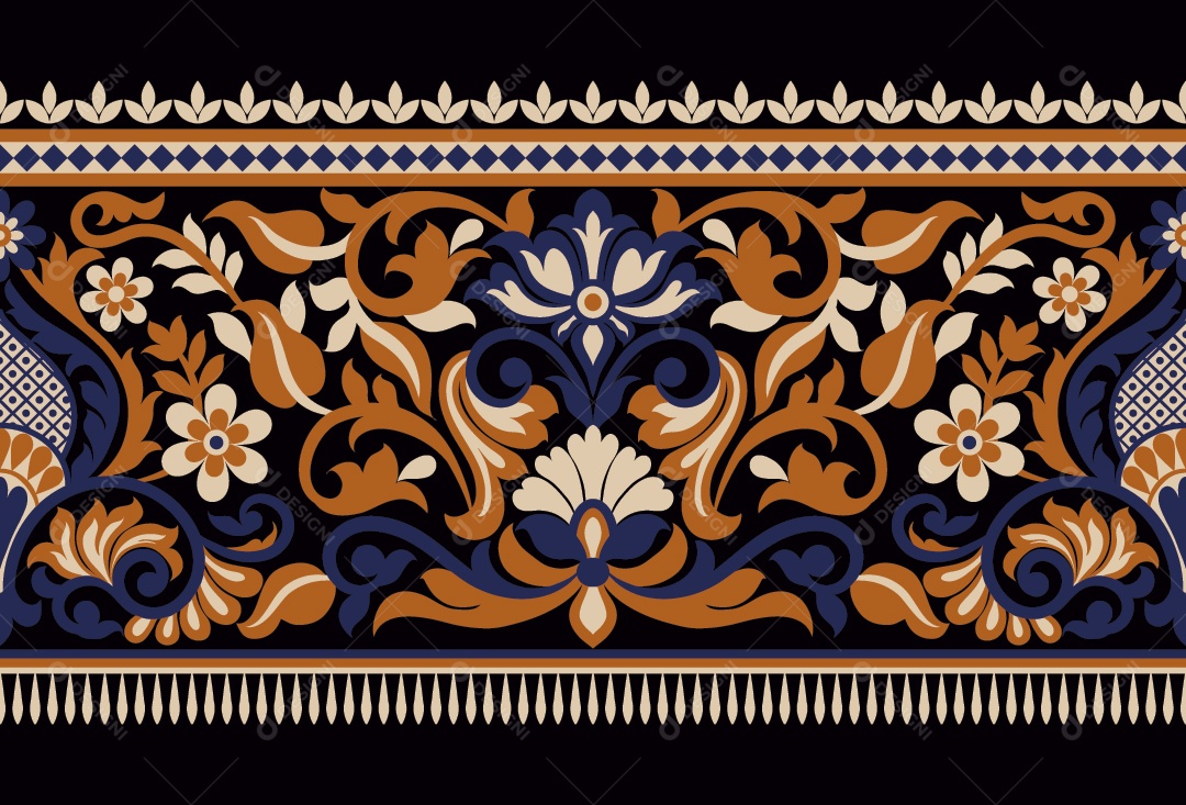 Padrão de Tapete de Flores Ilustração Vetor EPS