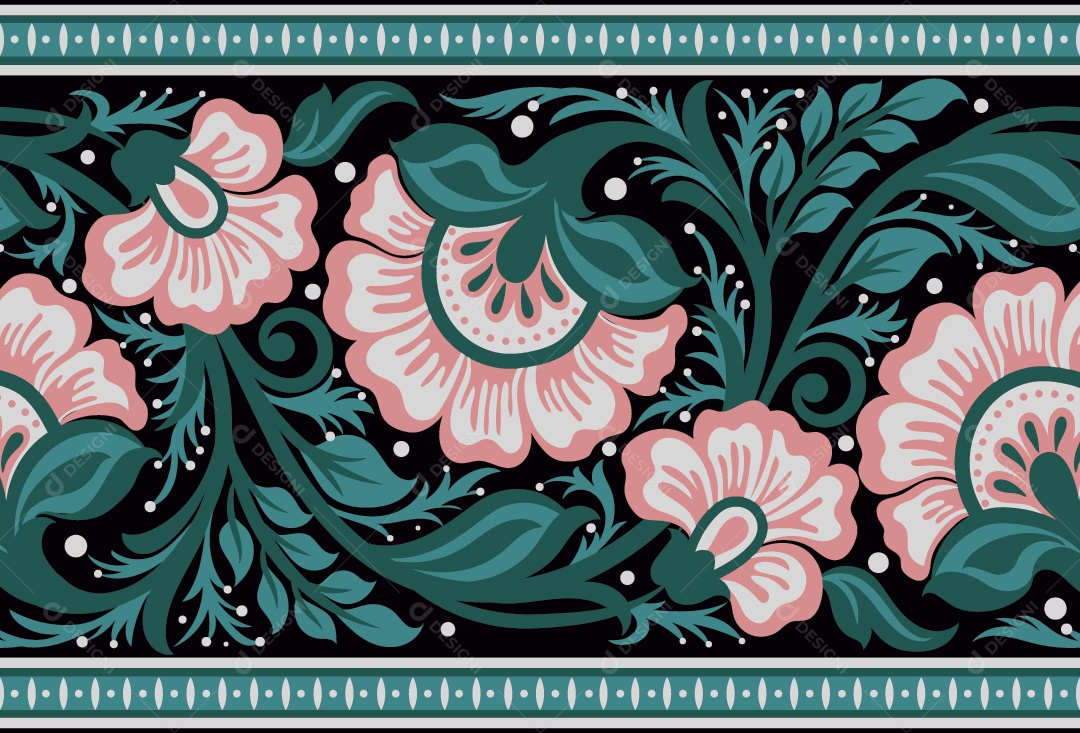 Padrão de Tapete de Flores Ilustração Vetor EPS