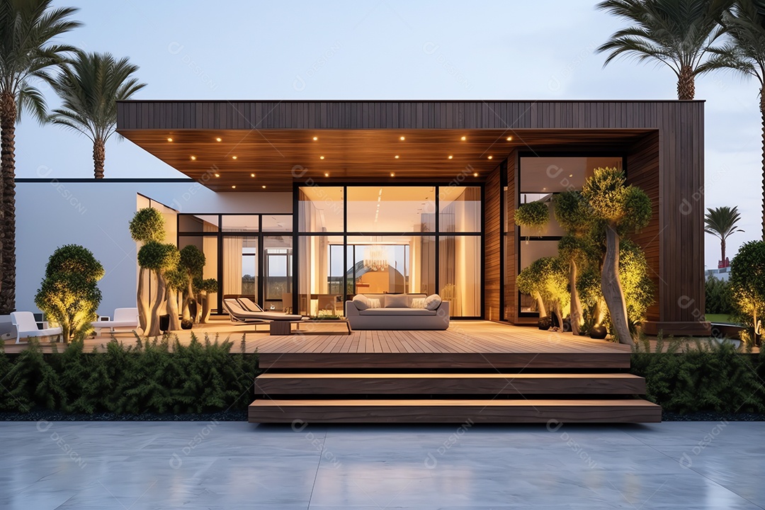 Exterior do belo e moderno estilo de casa cúbica mínima, arquitetura residencial de luxo