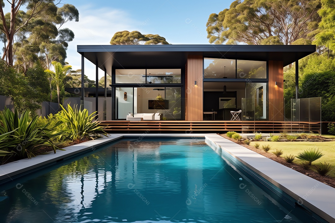 Exterior do belo e moderno estilo de casa cúbica mínima, arquitetura residencial de luxo