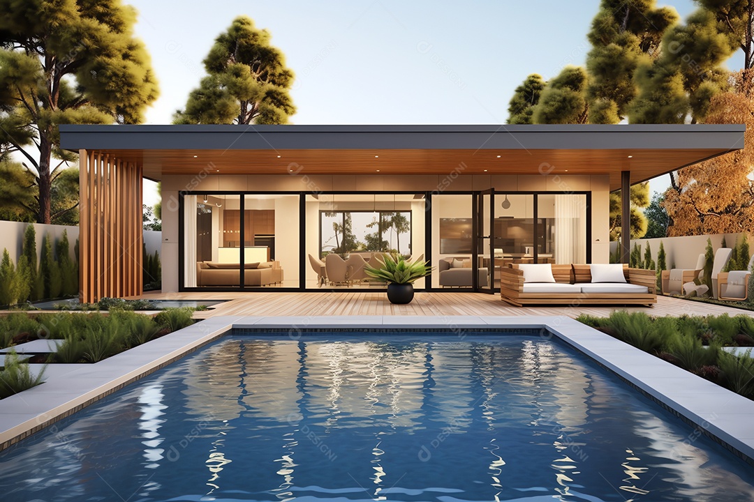 Exterior do belo e moderno estilo de casa cúbica mínima, arquitetura residencial de luxo