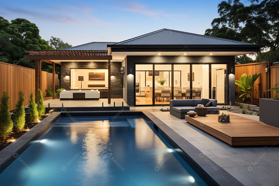 Exterior do belo e moderno estilo de casa cúbica mínima, arquitetura residencial de luxo