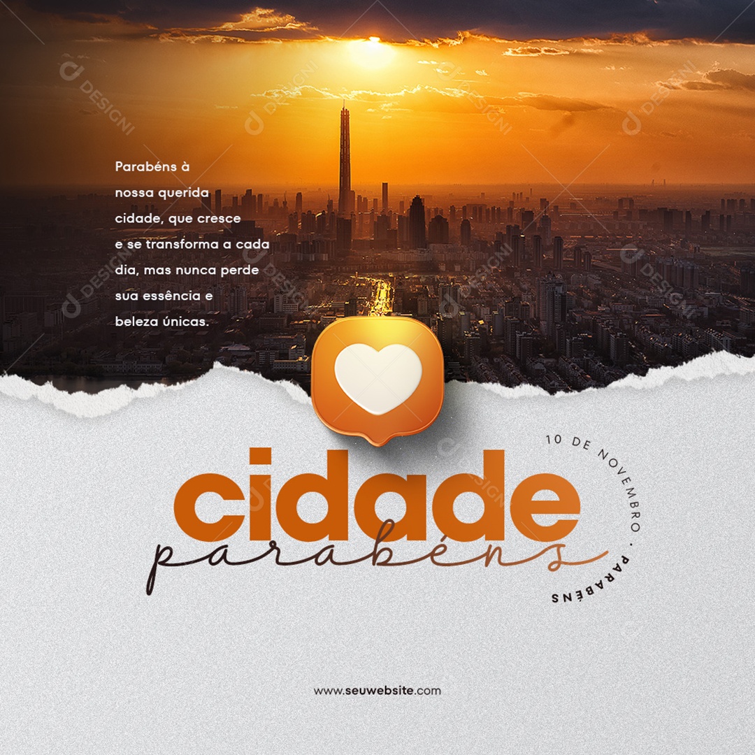 Social Media Feed Parabéns Cidade PSD Editável
