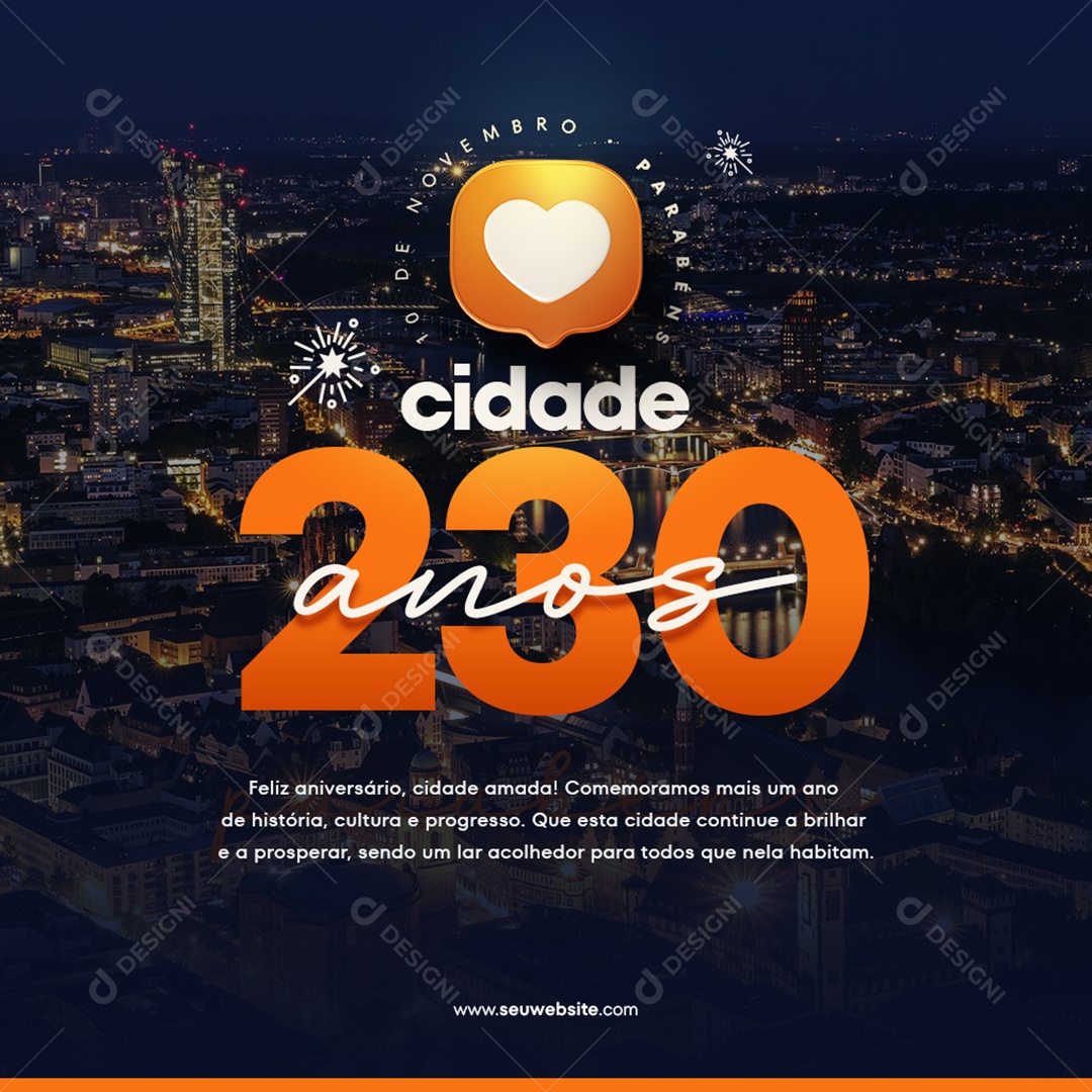 Feed Parabéns Cidade 230 Anos Social Media PSD Editável