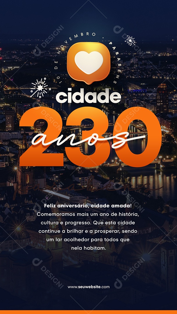 Social Media Story Parabéns Cidade 230 Anos PSD Editável