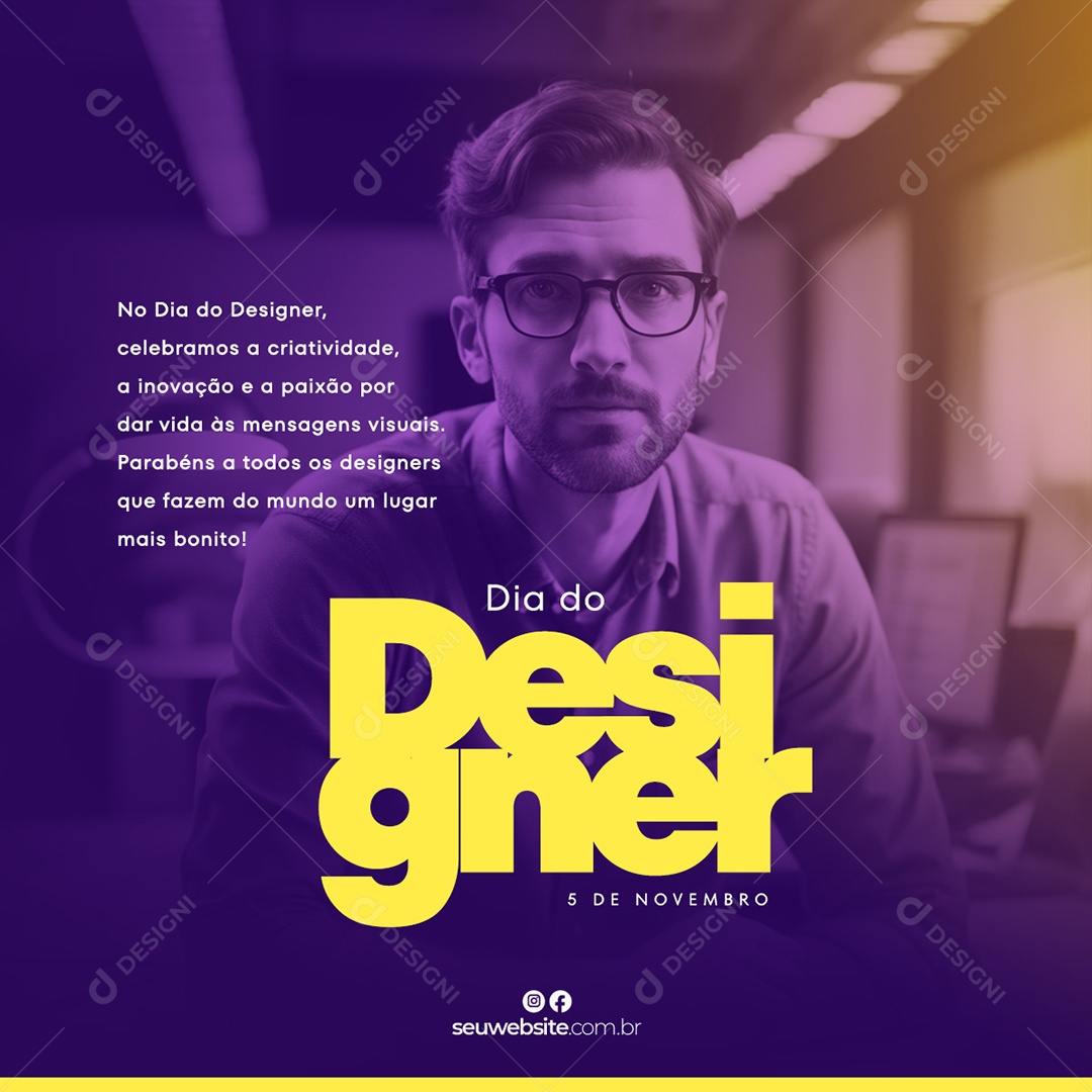Social Media Feed Dia Do Designer 5 De Novembro PSD Editável