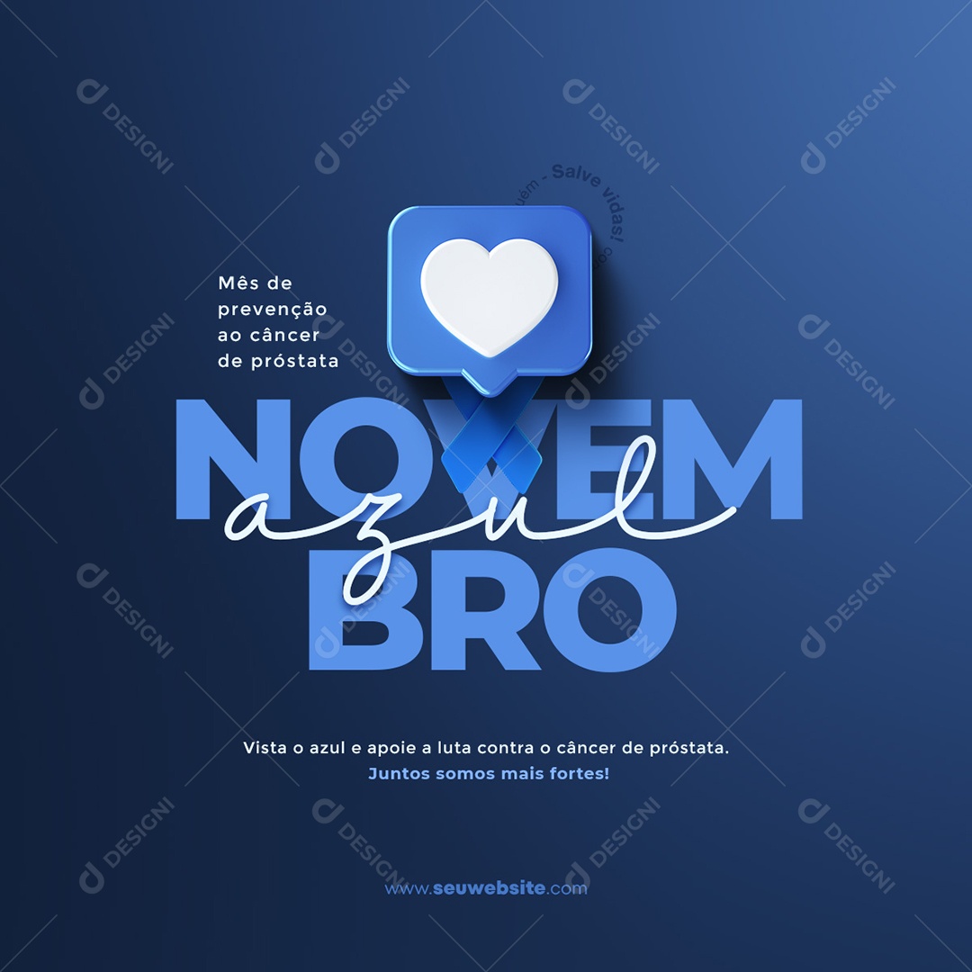Social Media Feed Novembro Azul Somos Mais Fortes PSD Editável