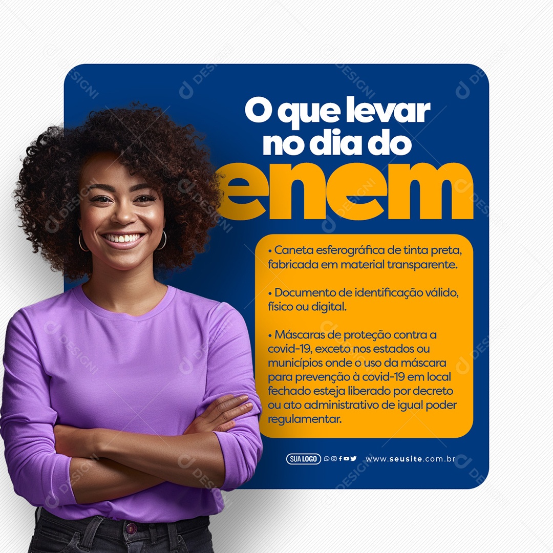 O que Levar no Dia do Enem Social Media PSD Editável