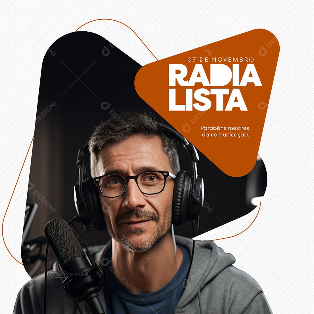 Dia do Radialista 7 de Novembro Parabéns Mestres da Comunicação Social Media PSD Editável