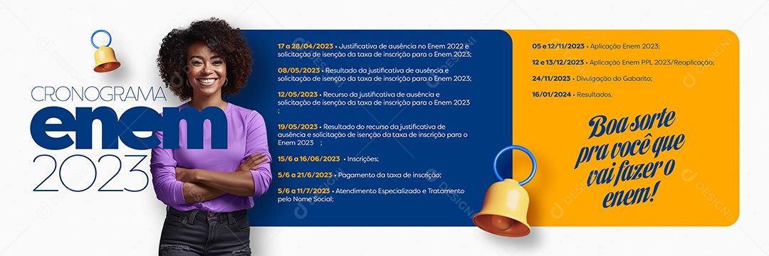 Cronograma Enem 2023 Boa Sorte pra Você que vai Fazer Social Media PSD Editável
