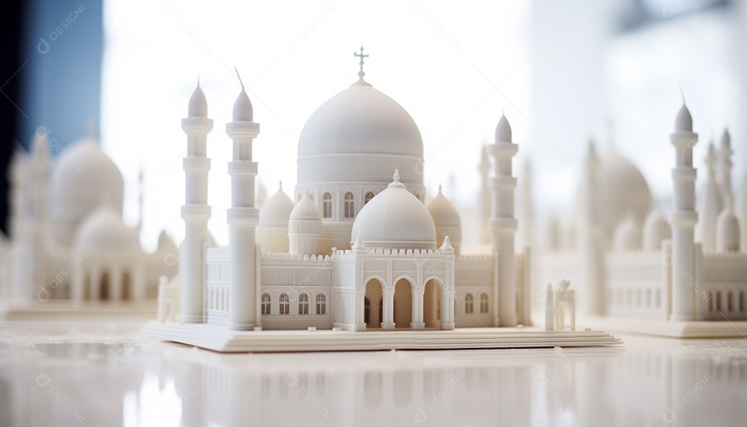 Poster de luzes do Ramadã várias lâmpadas brilhantes penduradas no teto em um fundo azul escuro e título ilustração vetorial Ramadan Kareem