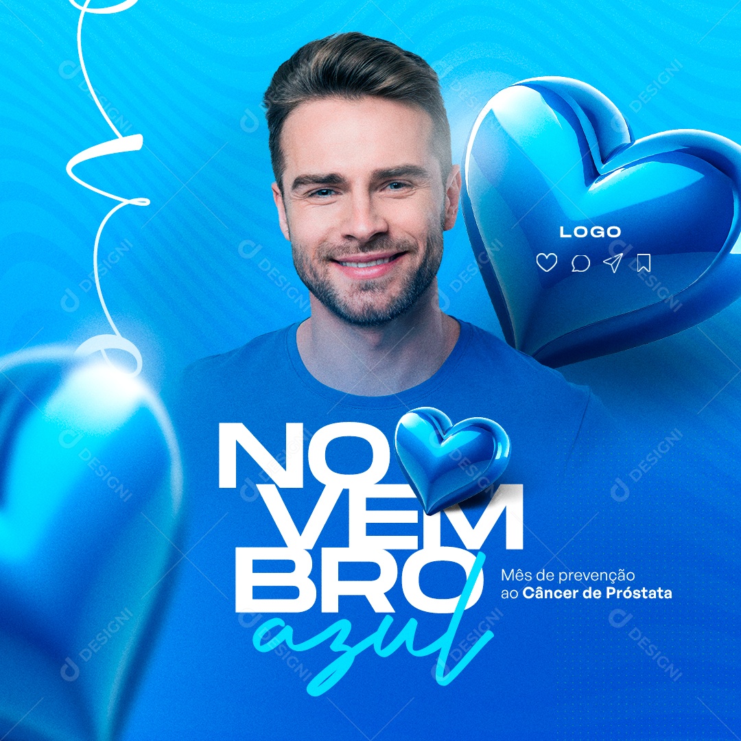 Mês De Prevenção ao Câncer De Próstata Novembro Azul Social Media PSD Editável