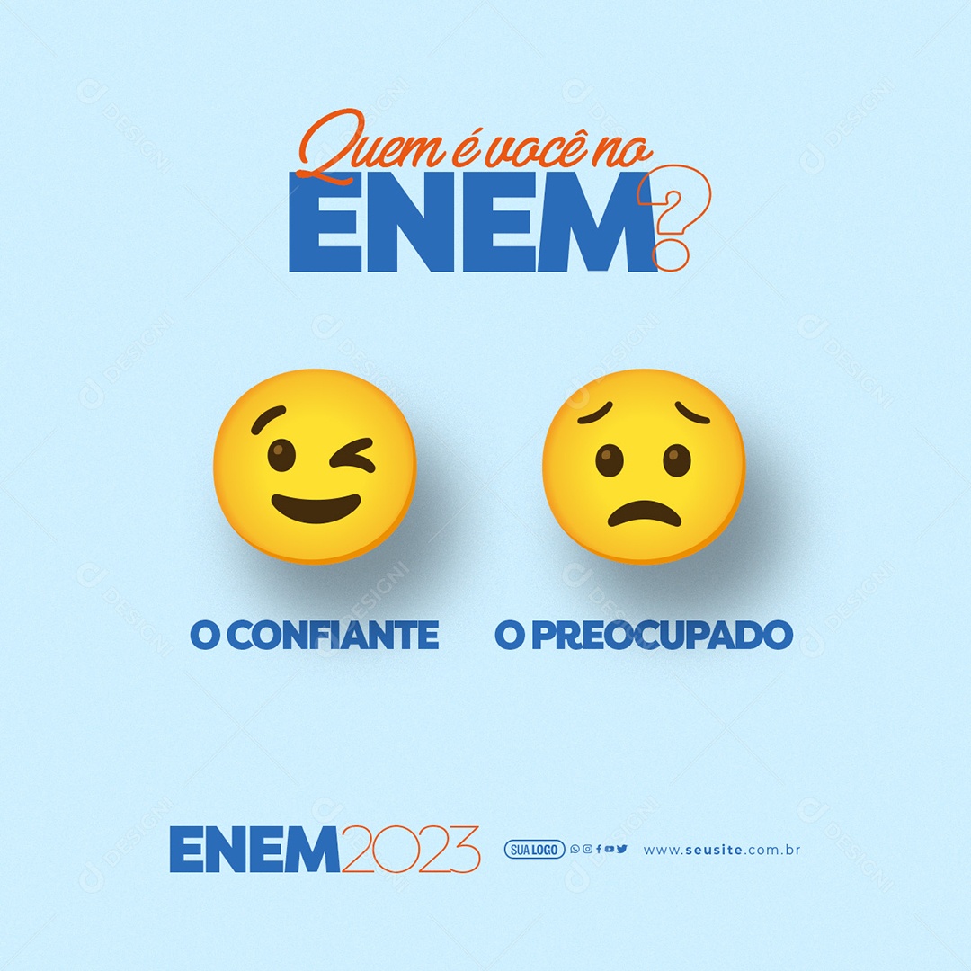 Quem é Você na Prova do Enem o Cofiante ou o Preocupado Social Media PSD Editável