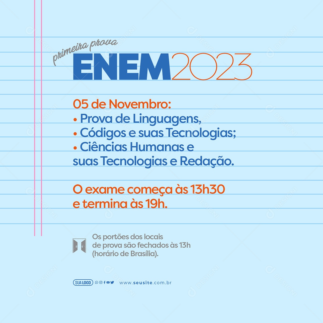 First Enem 2023 Exam November 5th Editable Social Media PSD
