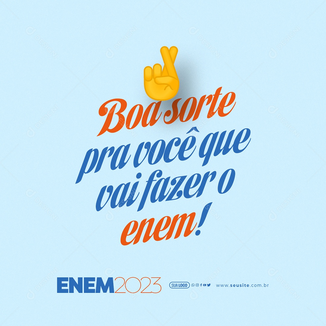 Boa Sorte pra Você que vai Fazer o Enem  Social Media PSD Editável