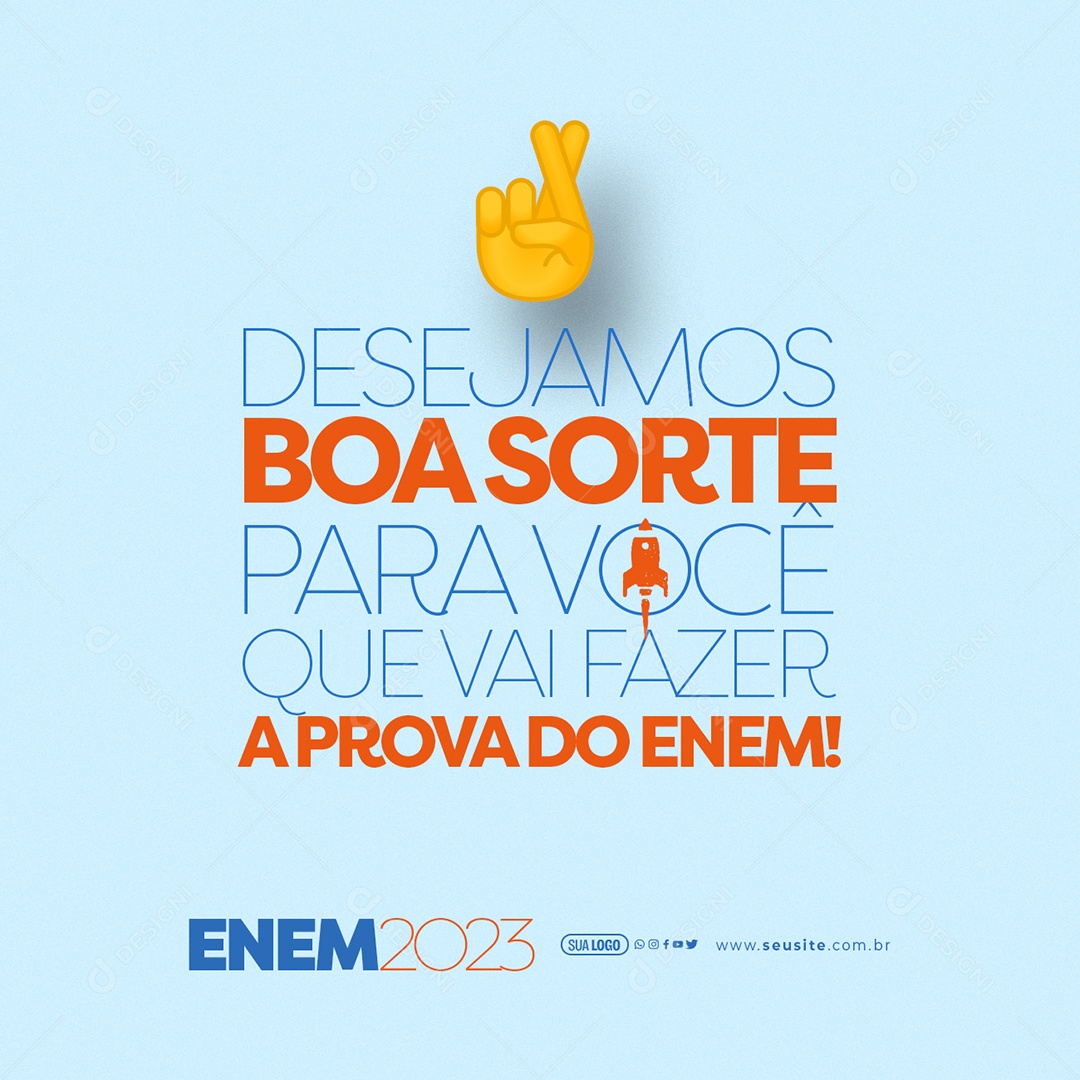 Desejamos Boa Sorte para Você que vai Fazer a Prova do Enem Social Media PSD Editável