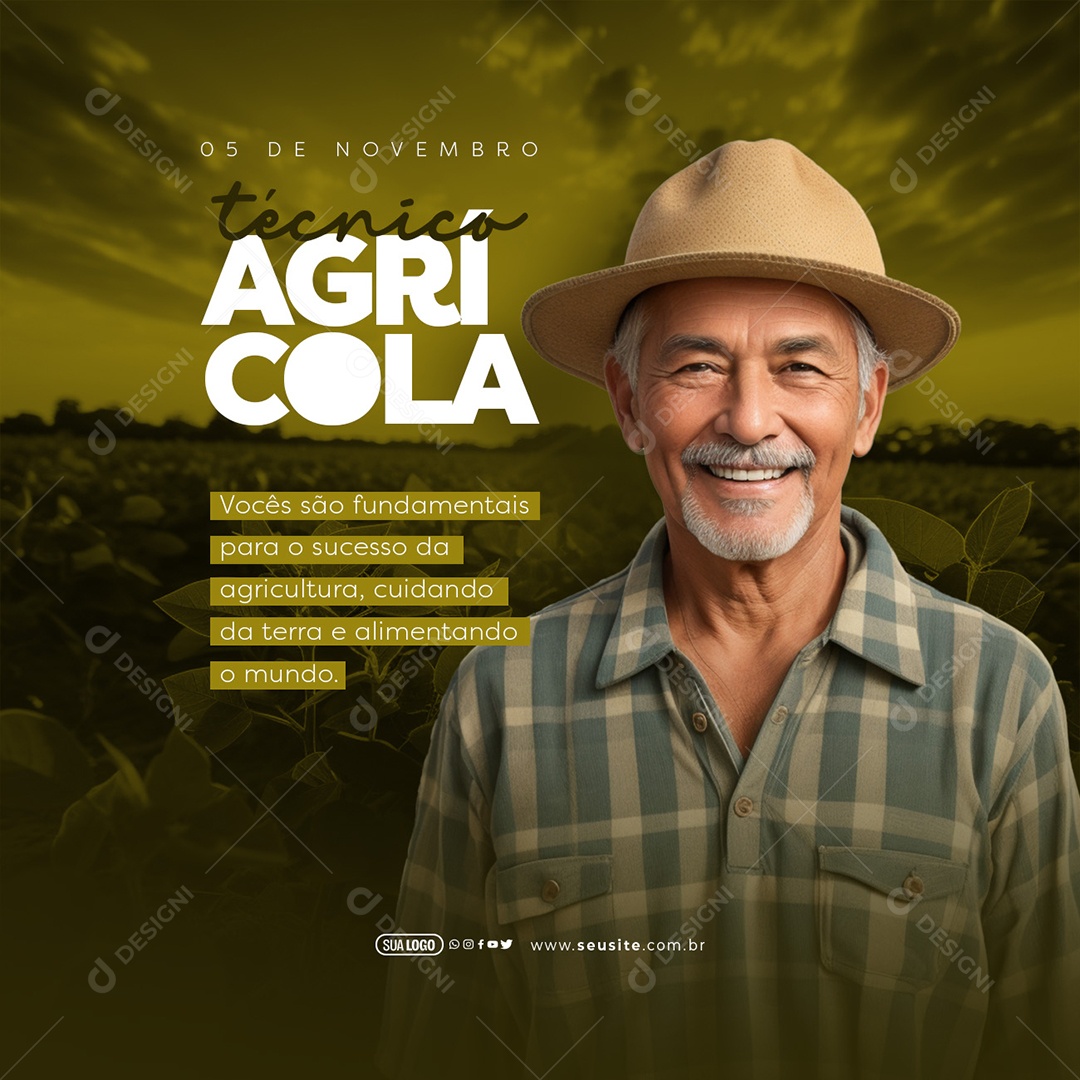 Dia do Técnico Agrícola 05 de Novembro Cuidando da Terra e Alimentando o Mundo Social Media PSD Editável