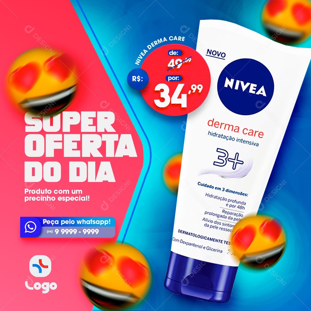 Farmácia Super Oferta Do Dia Nivea Derma Care Social media PSD Editável