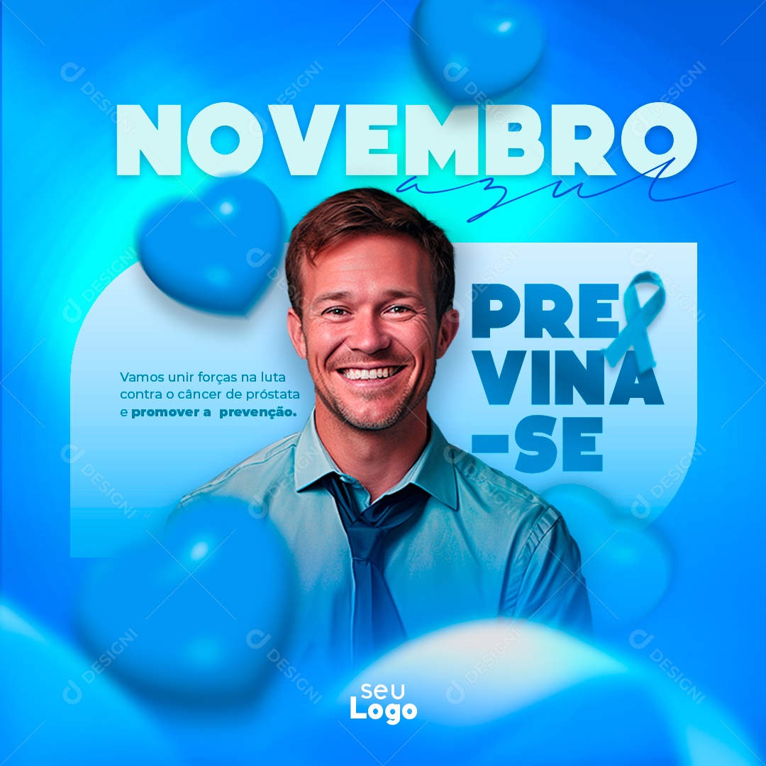 Novembro Azul Previna Se Mês de Prevenção ao Câncer de Próstata Social Media PSD Editável