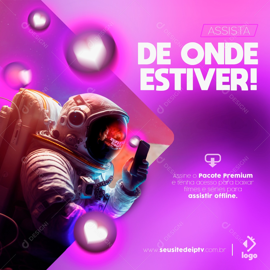 IPTV Assista De Onde Estiver Assine o Pacote Premium Social Media PSD Editável