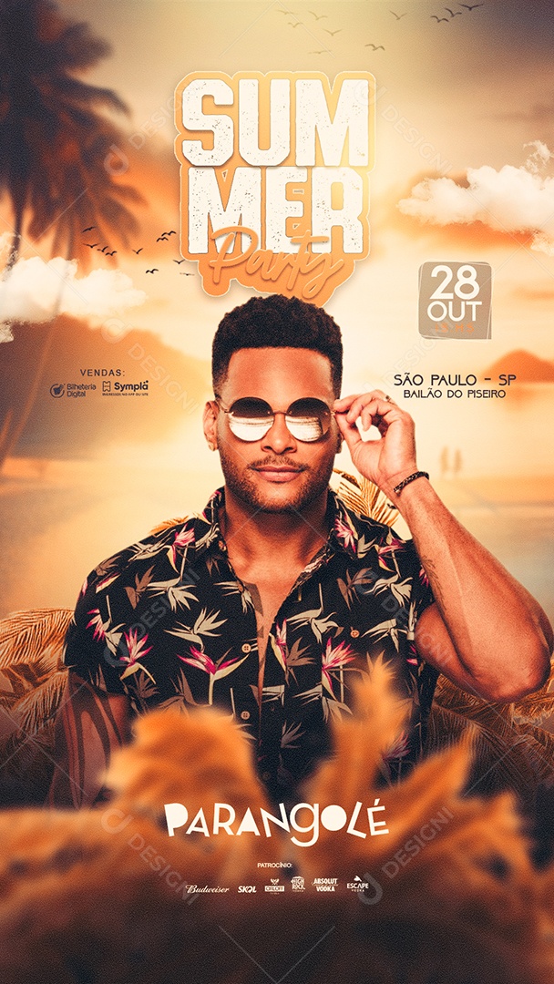 Flyer Story Summer Party Parangolé Social Media PSD Editável