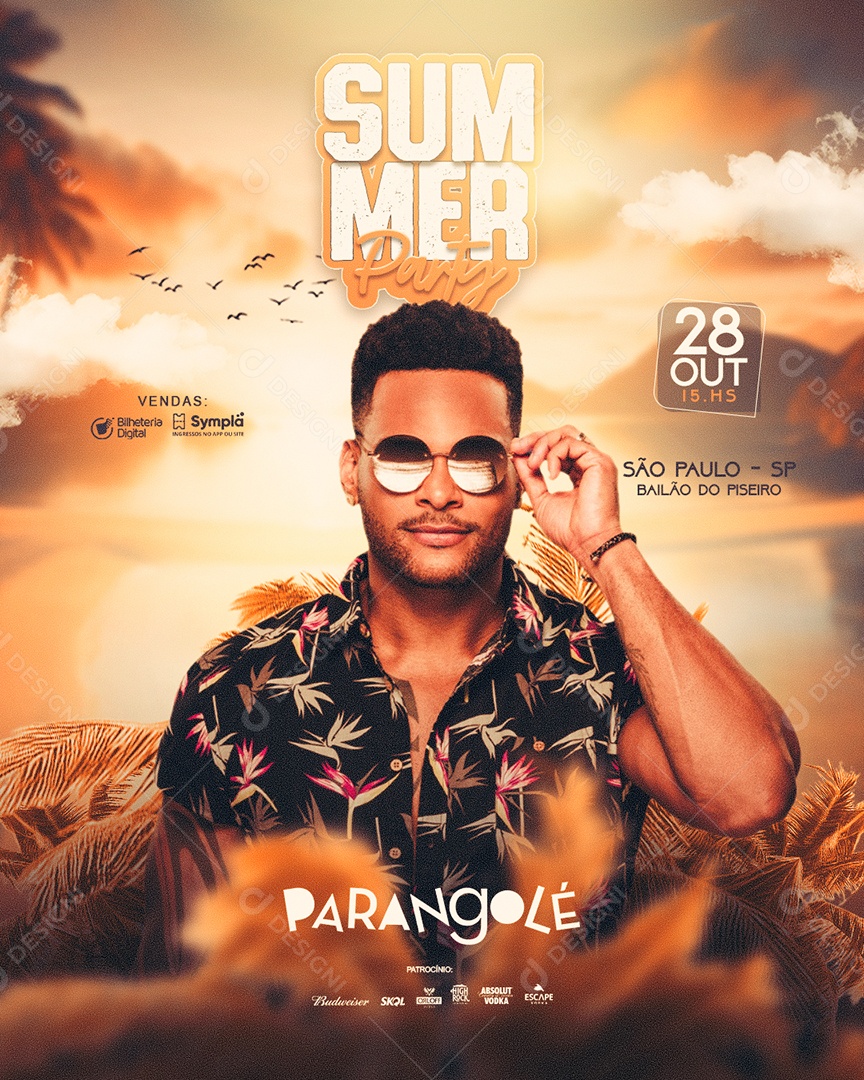 Social Media Feed Flyer Summer Party Parangolé PSD Editável