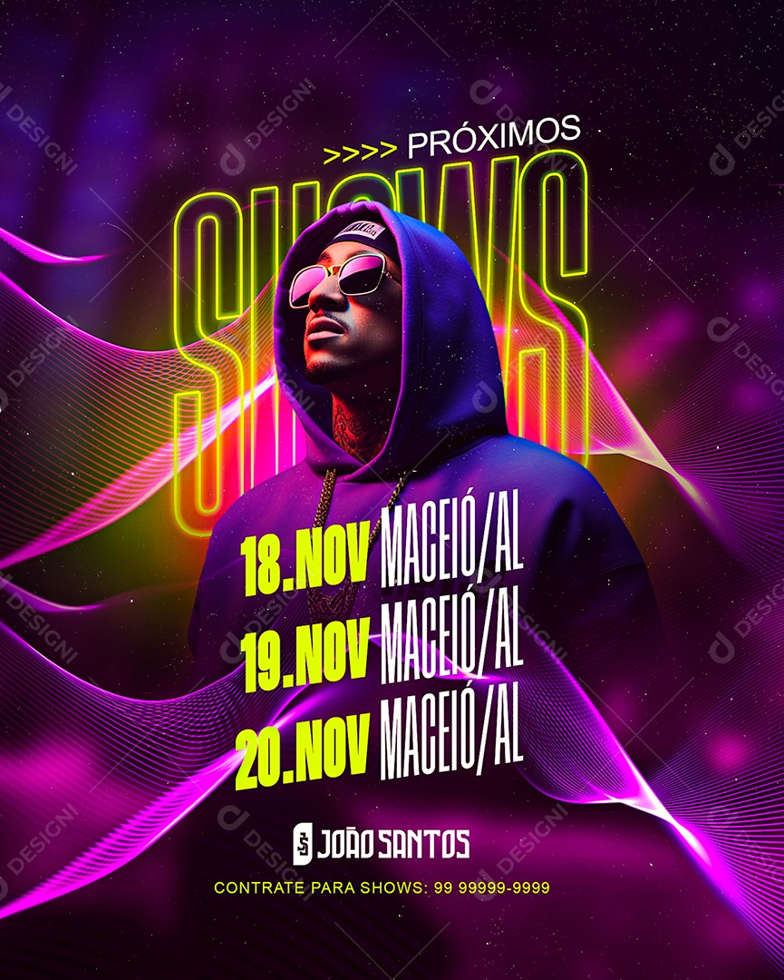 Flyer Próximos Shows João Santos Social Media PSD Editável