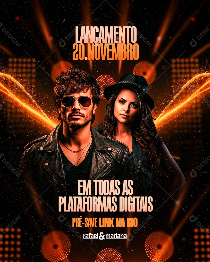 Flyer Lançamento Em Todas as Plataformas Digitais Rafael & Mariana Social Media PSD Editável