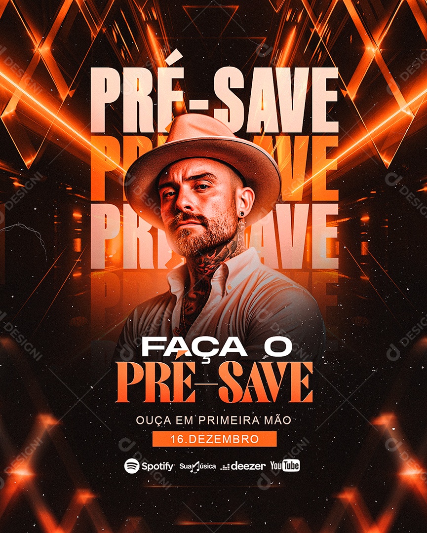 Flyer Faça o Pré Save Ouça em Primeira Mão Social Media PSD Editável