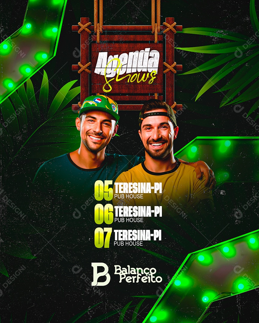 Flyer Agenda Shows Balanço Perfeito Social Media PSD Editável