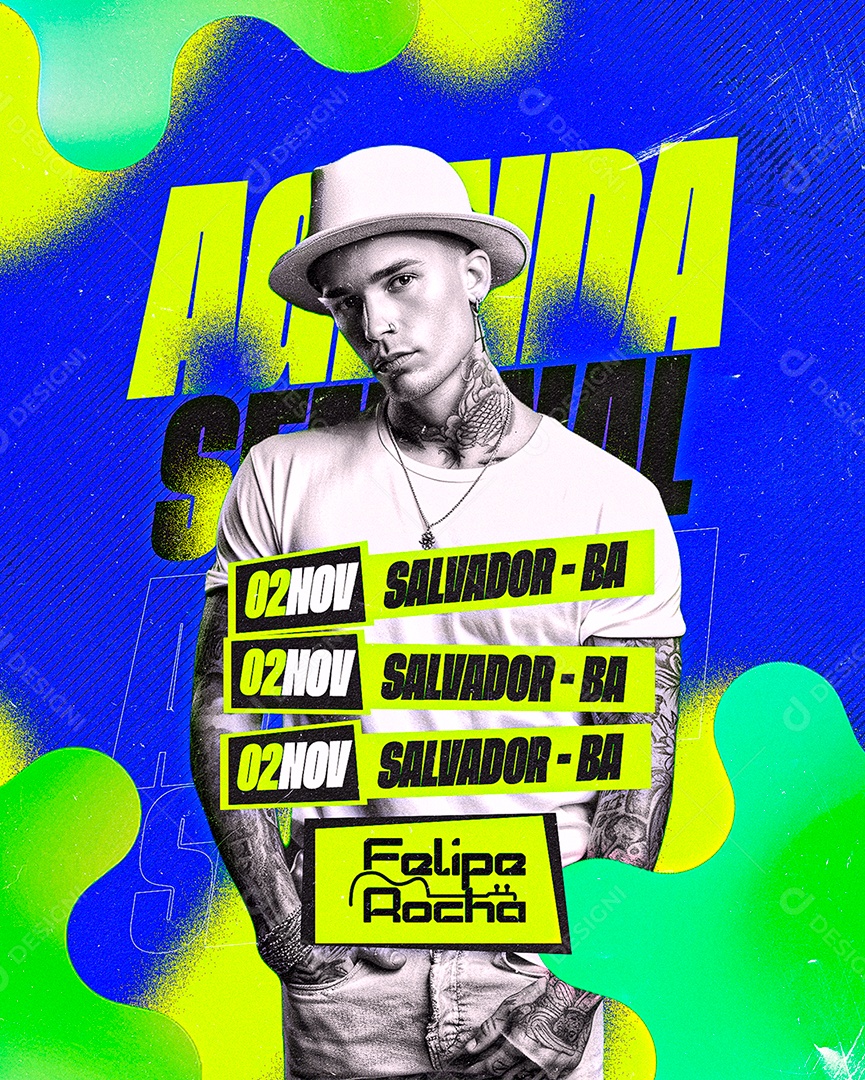 Flyer Agenda Semanal Felipe Rocha Social Media PSD Editável