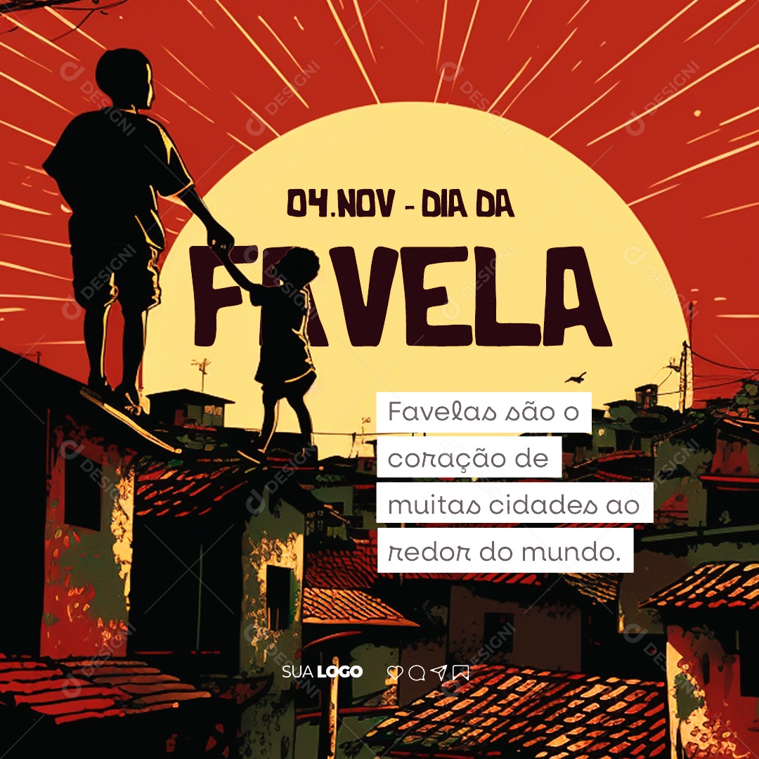 Dia da Favela Coração de Muitas Cidades ao Redor do Mundo Social Media PSD Editável
