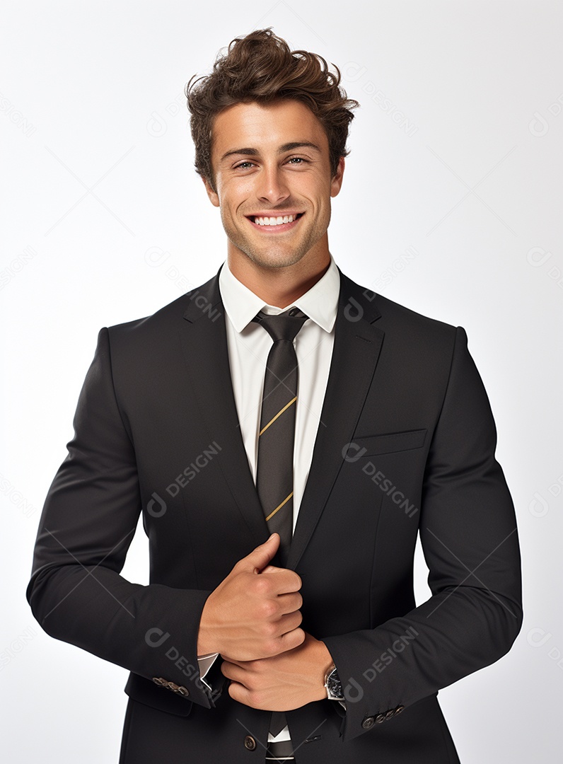 Homem de negócios feliz e usando terno