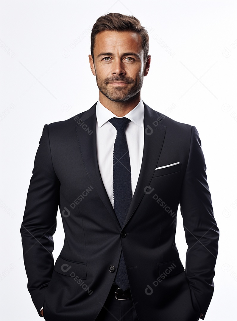 Homem de negócios feliz e usando terno