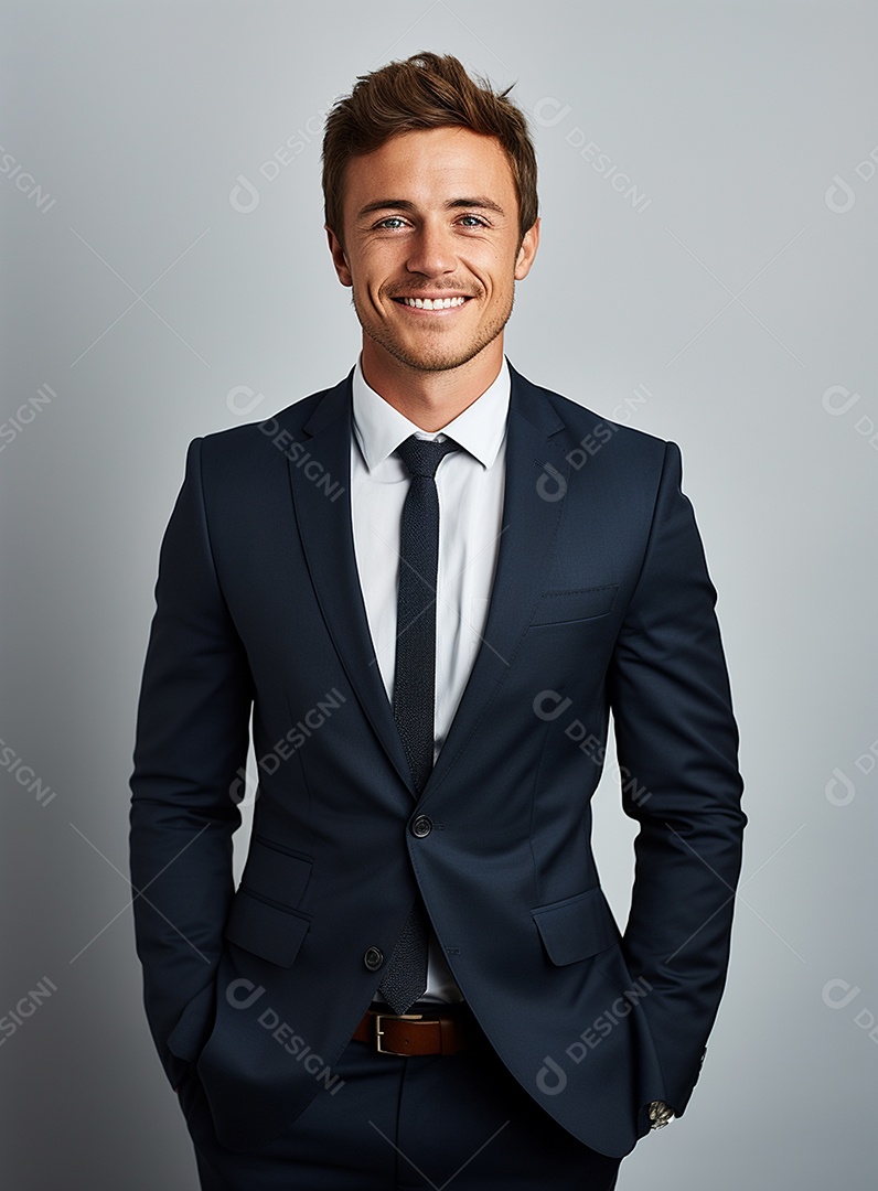 Homem de negócios feliz e usando terno