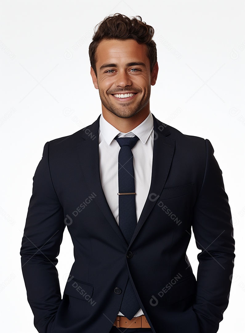 Homem de negócios feliz e usando terno