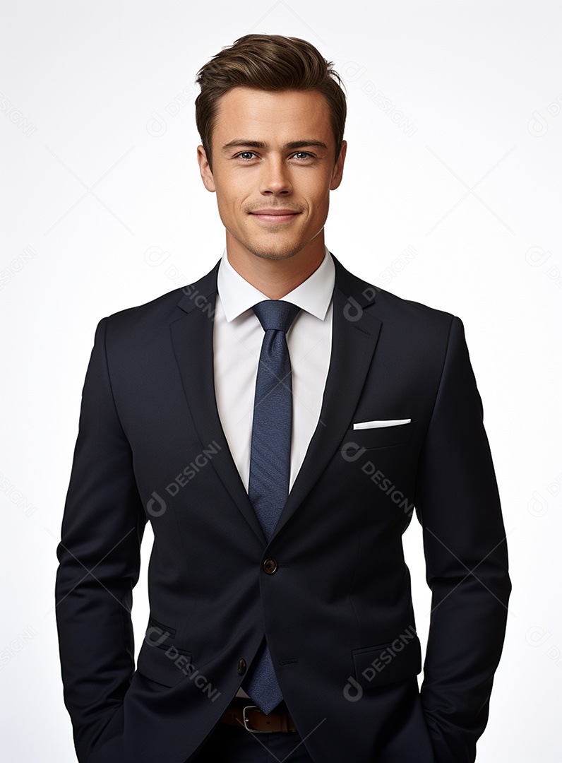 Homem de negócios feliz e usando terno