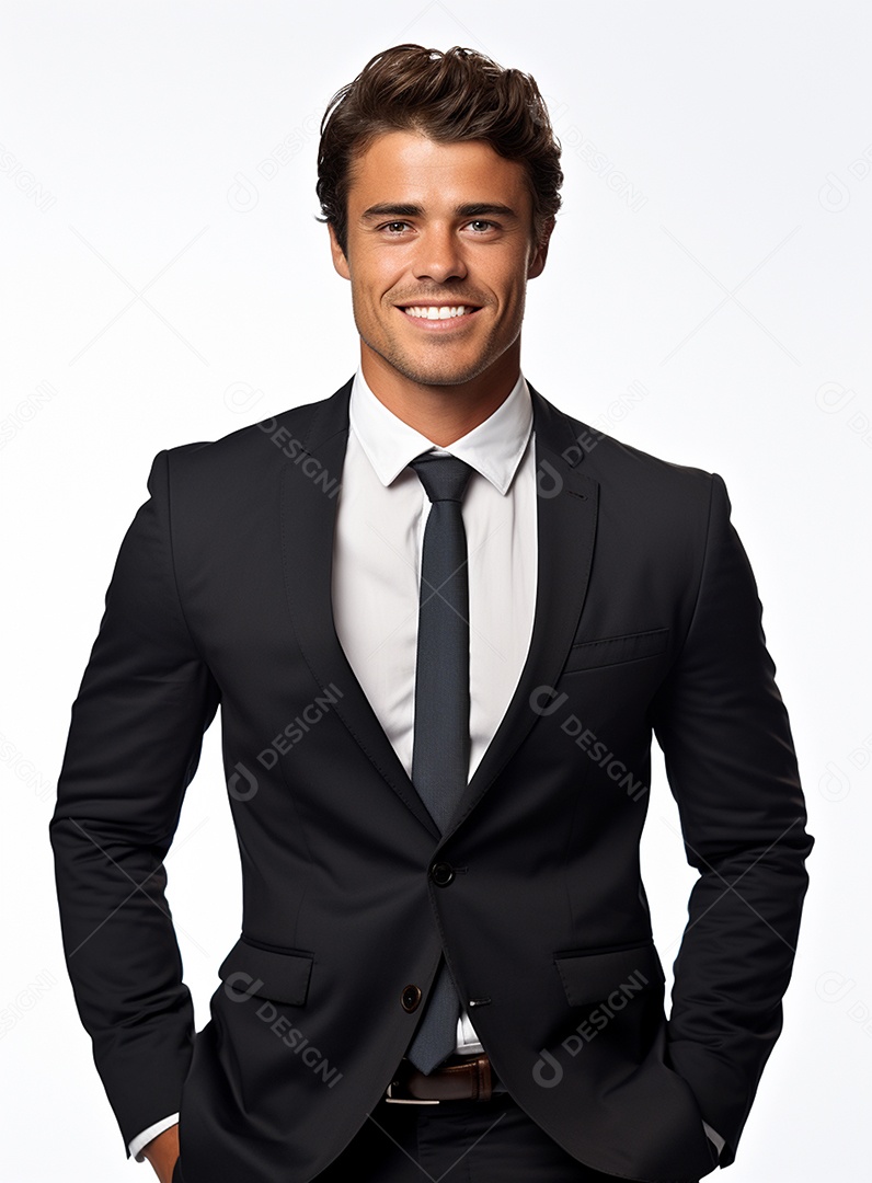 Homem de negócios feliz e usando terno empresário